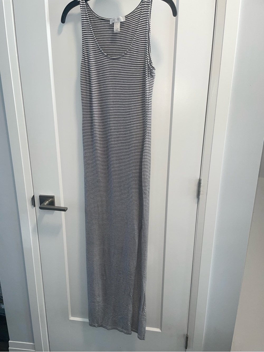 Forever 21 Black and White Striped Maxi Tank Dress